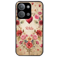 Coque noire taperso pour POCO C85 avec motif coeur vintage et initiales personnalisee protection antichoc personnalisée