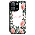 Coque noire taperso pour POCO C85 avec motif cadre fleur pastel personnalisee protection antichoc personnalisée