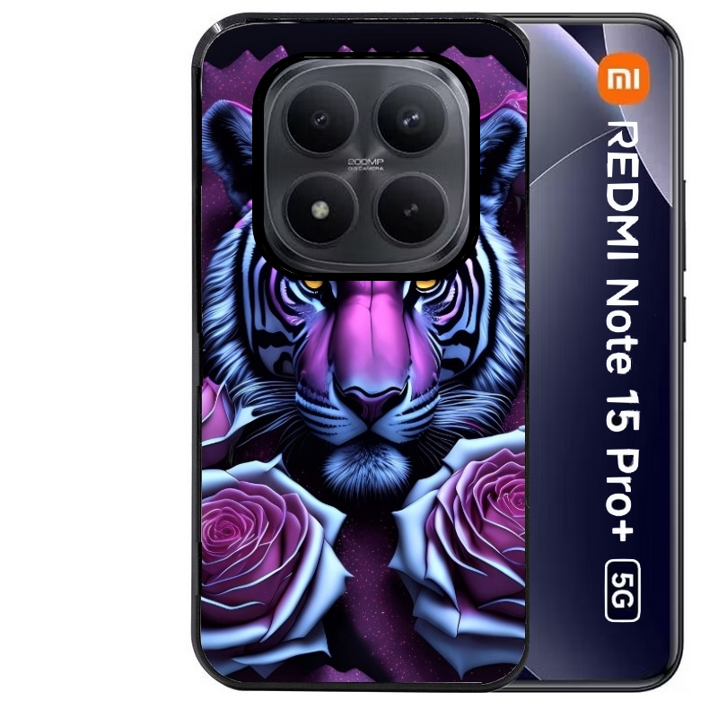 Coque noire taperso pour Redmi Note 15 et PRO PLUS 4G 5G avec motif tigre uv style manga protection antichoc personnalisée