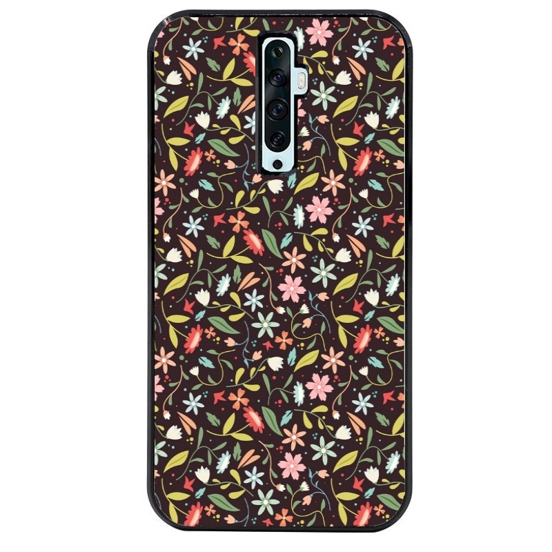 Coque noire taperso pour OPPO Reno 2 et 2Z avec motif petites feurs multicolores protection antichoc personnalisée
