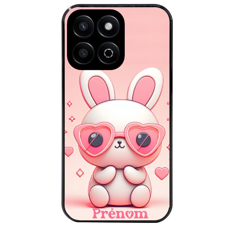 Coque noire taperso pour Honor 70 LITE 90 et LITE avec motif lapin lunettes personnalisee protection antichoc personnalisée