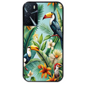 Coque noire taperso pour OPPO A16 et A16S avec motif perroquet tropical protection antichoc personnalisée