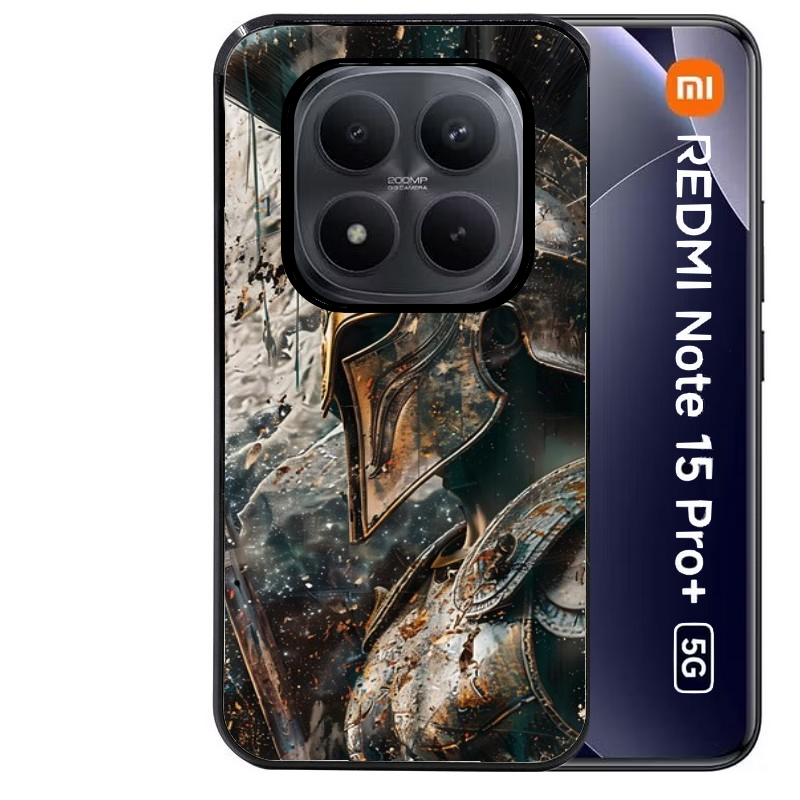 Coque noire taperso pour Redmi Note 15 et PRO PLUS 4G 5G avec motif spartan guerrier protection antichoc personnalisée