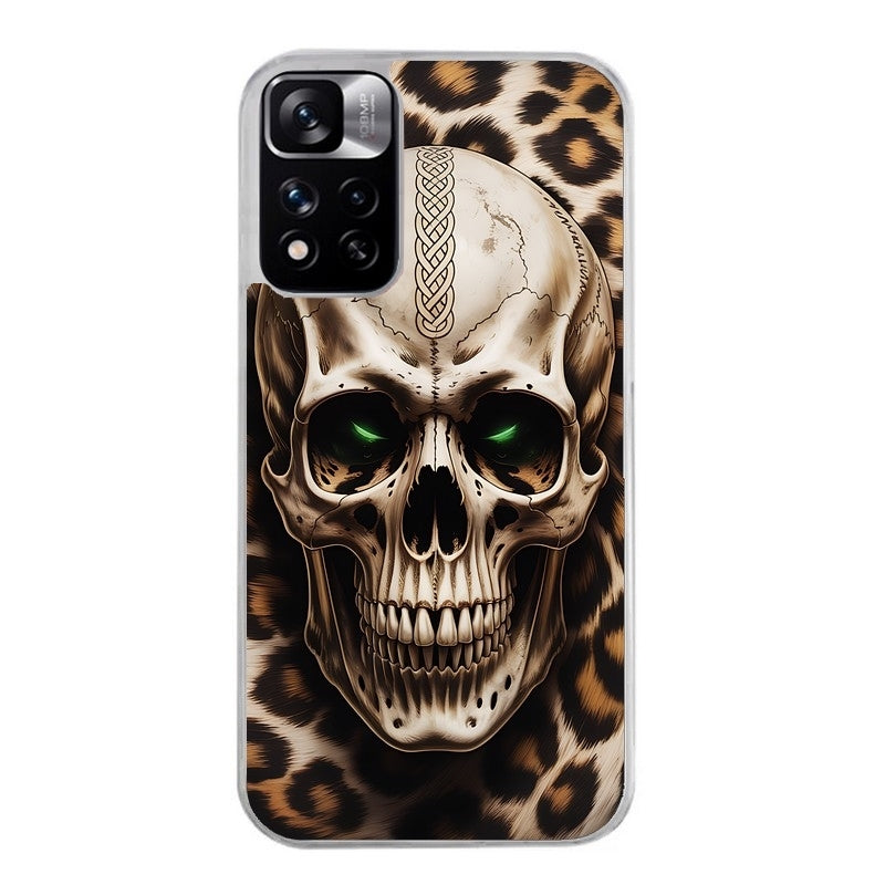 Coque taperso pour Redmi Note 11 4G PRO 5G 11S avec motif tete de mort leopard protection antichoc personnalisée
