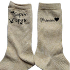 Chaussettes personnalisée paillettes doré motif super copine