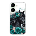 Coque taperso pour POCO C65 4G avec motif cheval et fleurs personnalisee protection antichoc personnalisée