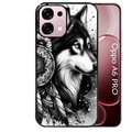 Coque noire taperso pour OPPO A6 PRO 4G et 5G avec motif loup dreamcatcher protection antichoc personnalisée