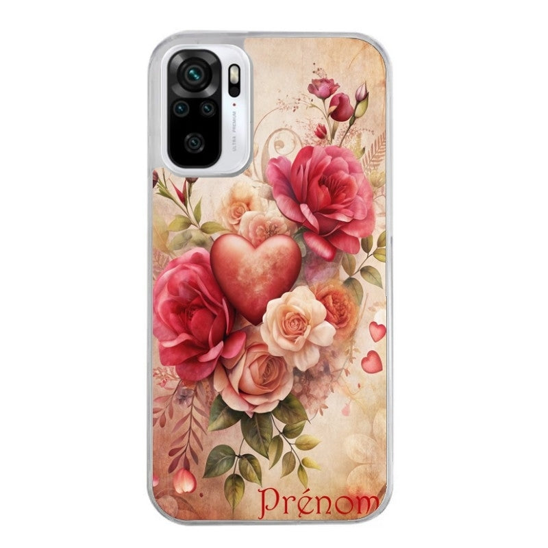 Coque taperso pour Redmi Note 10 4G 5G PRO 10S avec motif coeur vintage et initiales personnalisee protection antichoc personnalisée