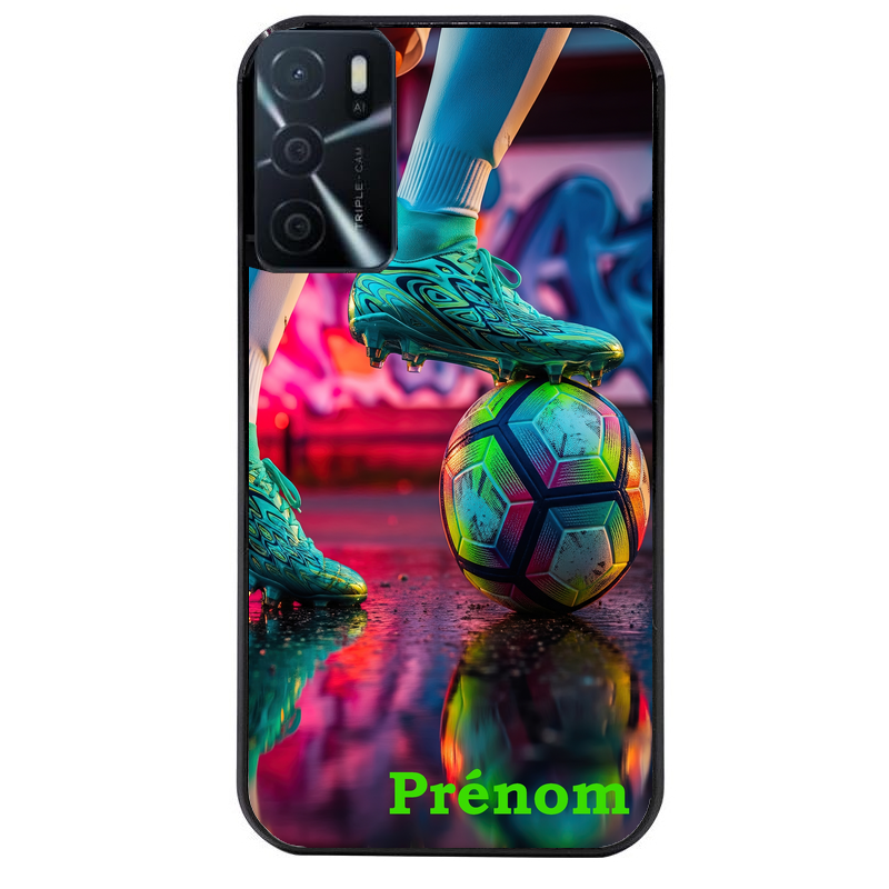 Coque noire taperso pour OPPO A16 et A16S avec motif foot controle personnalisee protection antichoc personnalisée