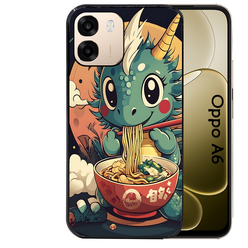 Coque noire taperso pour OPPO A6 A6X 4G et 5G avec motif dragon ramen 1 protection antichoc personnalisée