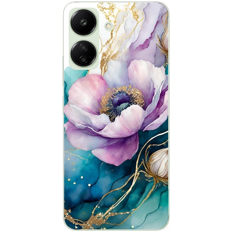Coque taperso pour POCO C65 4G avec motif marbre fleur protection antichoc personnalisée