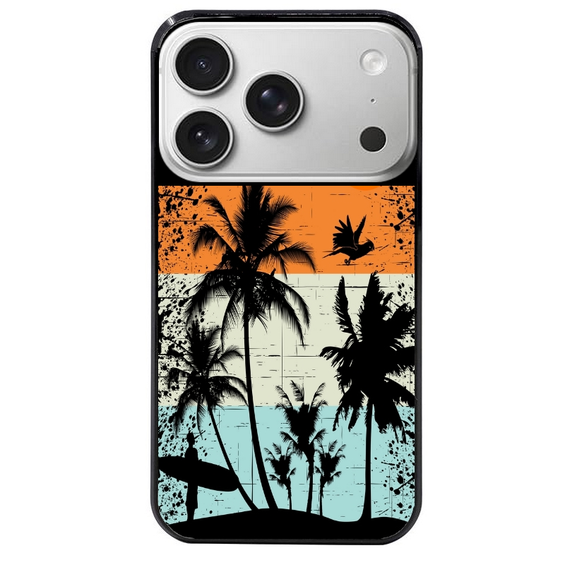 Coque noire taperso pour Iphone 17 17E AIR MAX PRO avec motif hawai sun protection antichoc personnalisée