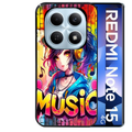 Coque noire taperso pour Redmi Note 15 et PRO PLUS 4G 5G avec motif anime manga et music protection antichoc personnalisée