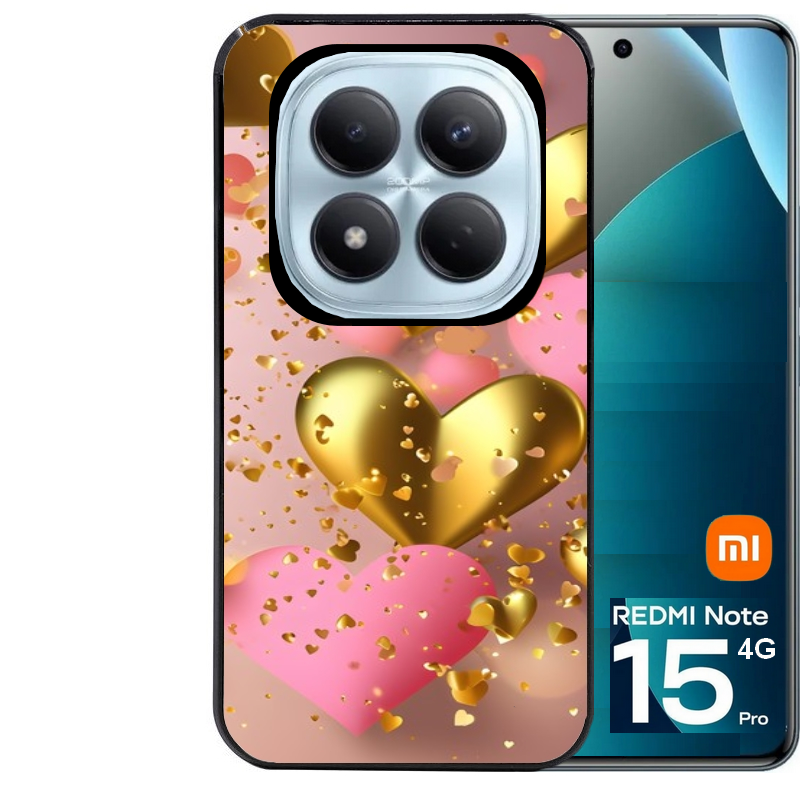 Coque noire taperso pour Redmi Note 15 et PRO PLUS 4G 5G avec motif coeur rose protection antichoc personnalisée
