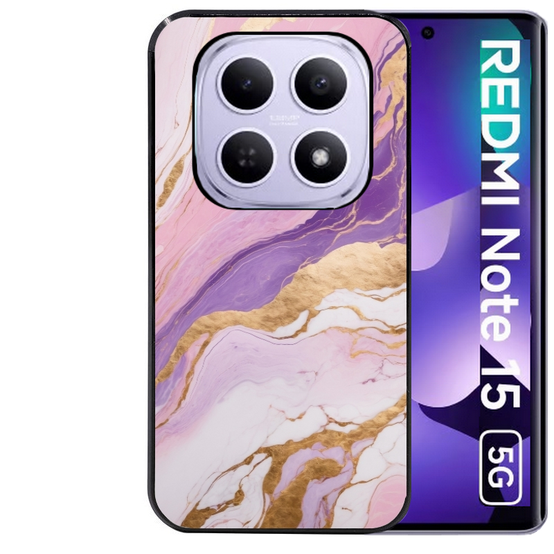 Coque noire taperso pour Redmi Note 15 et PRO PLUS 4G 5G avec motif marbre violet protection antichoc personnalisée