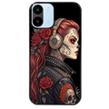 Coque noire taperso pour Redmi A1 et A2 avec motif tete de mort rock protection antichoc personnalisée