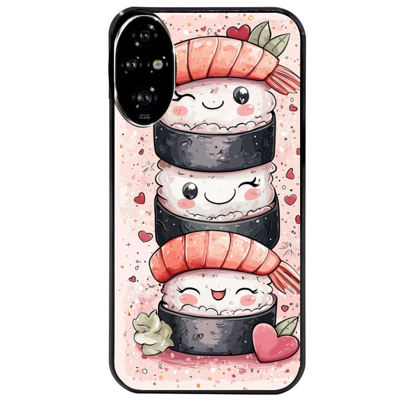 Coque noire taperso pour Honor 200 et Lite Pro Smart avec motif sushi kawai anime protection antichoc personnalisée