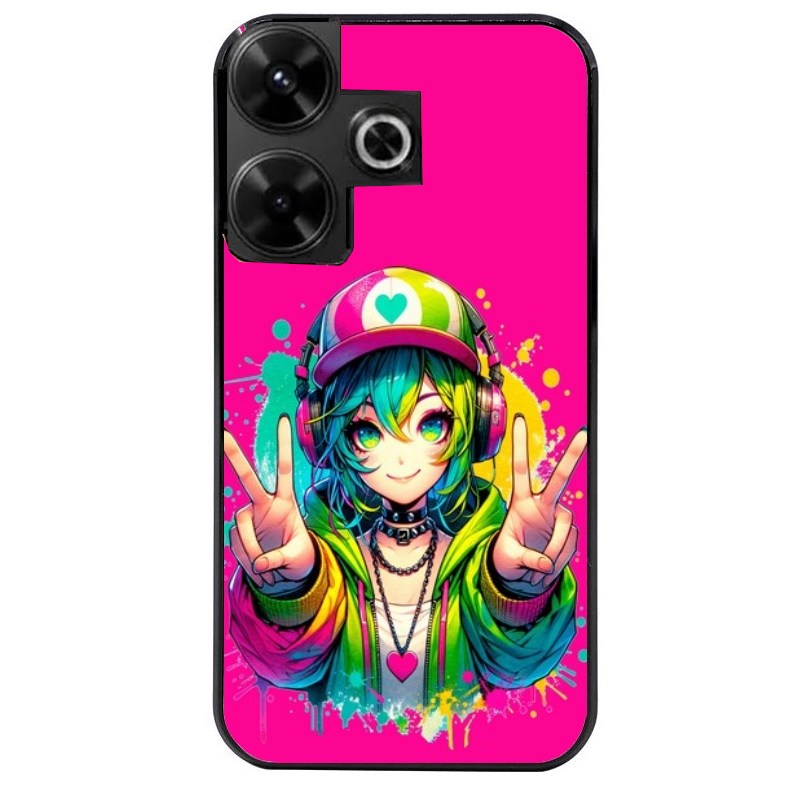 Coque noire taperso pour POCO M6 4G avec motif anime manga et tag protection antichoc personnalisée