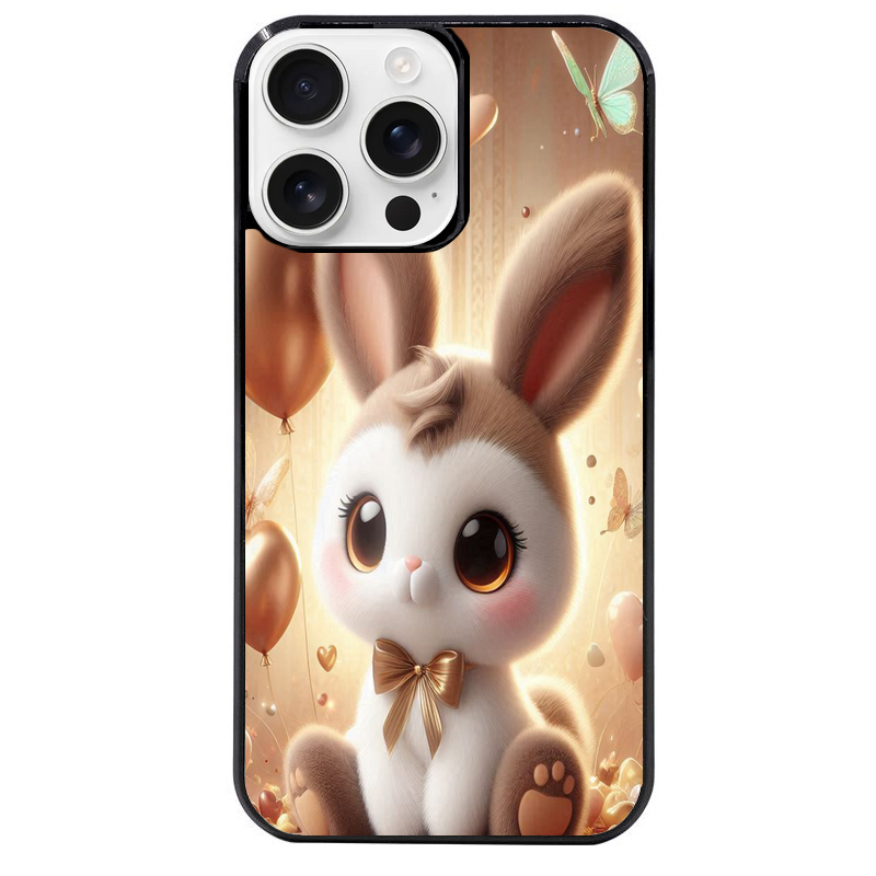 Coque noire taperso pour Iphone 16 16E PLUS MAX PRO avec motif lapin ballon protection antichoc personnalisée
