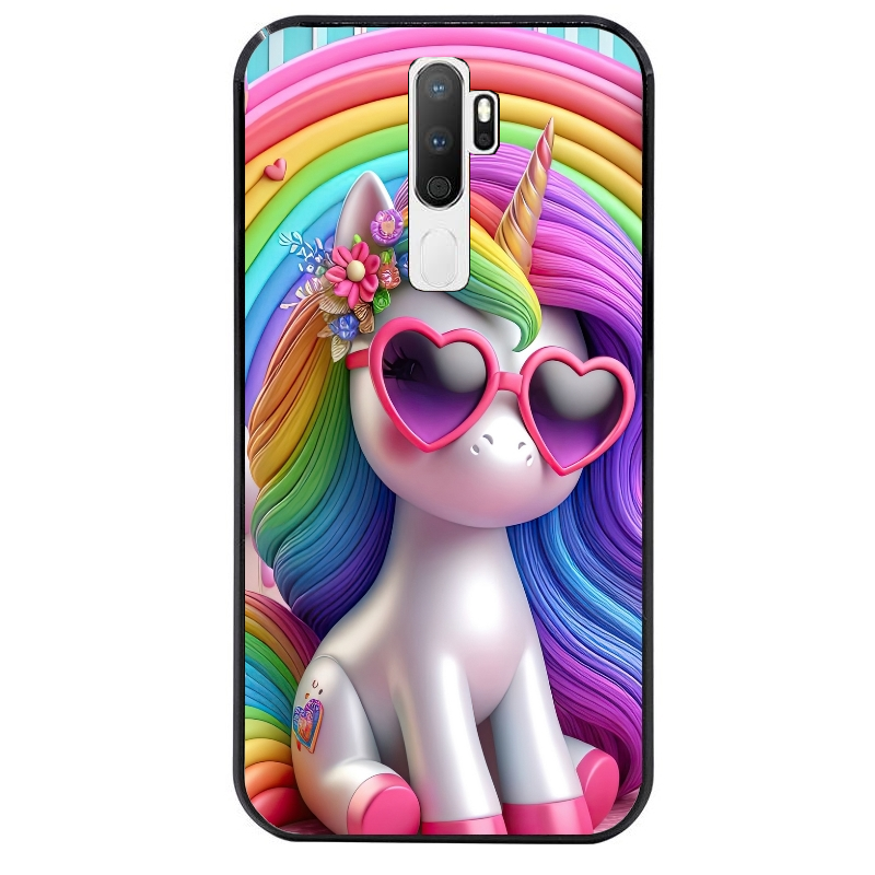 Coque noire taperso pour OPPO A5 A9 2020 avec motif licorne pop art protection antichoc personnalisée
