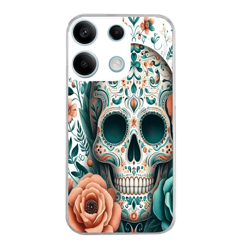 Coque taperso pour Redmi Note 13 4G 5G PRO avec motif mort mexicaine turquoise protection antichoc personnalisée