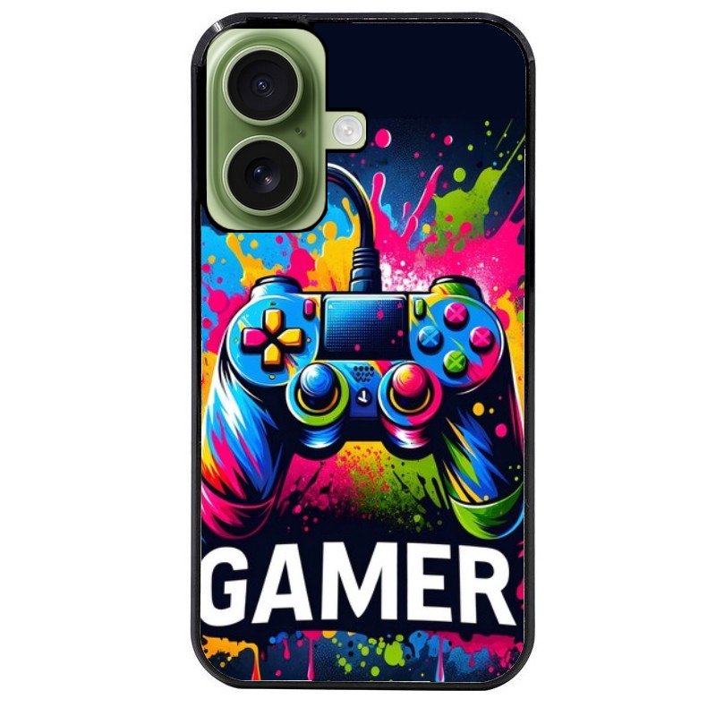 Coque noire taperso pour Iphone 16 16E PLUS MAX PRO avec motif gamer protection antichoc personnalisée