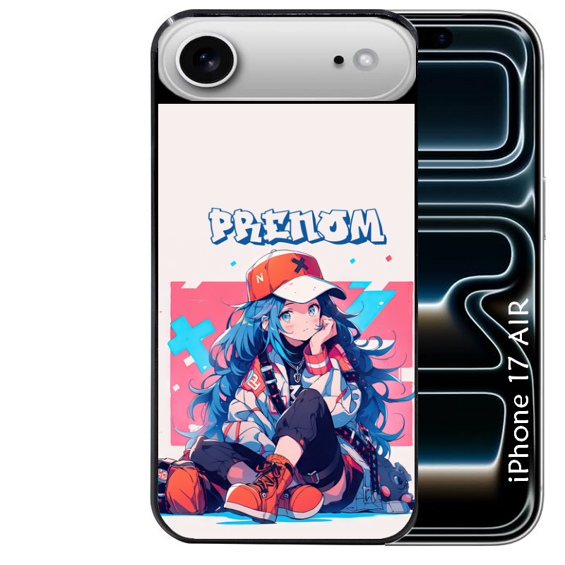 Coque noire taperso pour Iphone 17 17E AIR MAX PRO avec motif anime casquette personnalise protection antichoc personnalisée