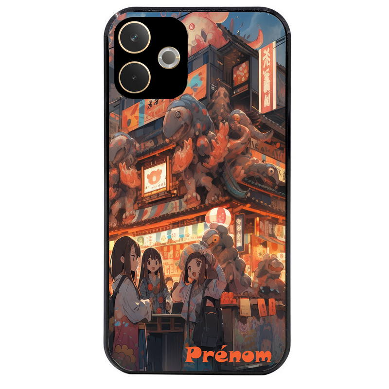 Coque noire taperso pour OPPO A5 PRO 4G et 5G avec motif anime street japan personnalise protection antichoc personnalisée