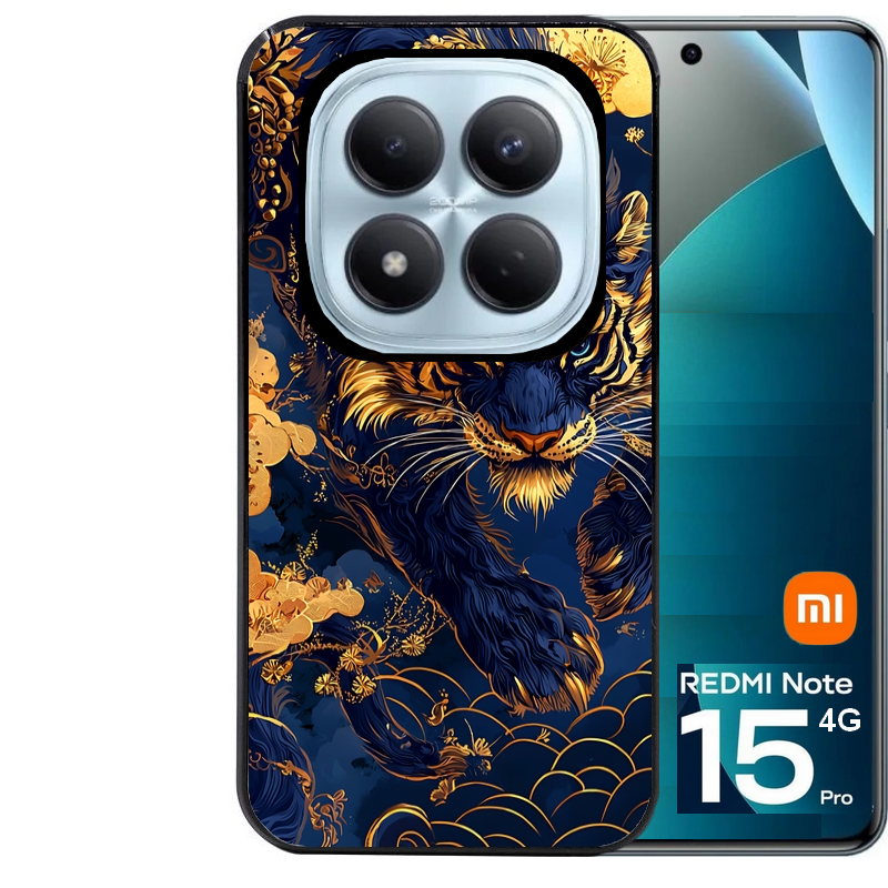 Coque noire taperso pour Redmi Note 15 et PRO PLUS 4G 5G avec motif tigre et fleur protection antichoc personnalisée