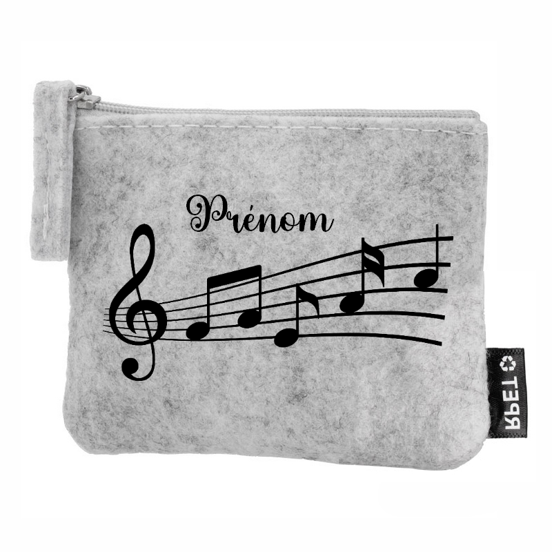 Porte monnaie personnalisé musique en feutrine en feutrine