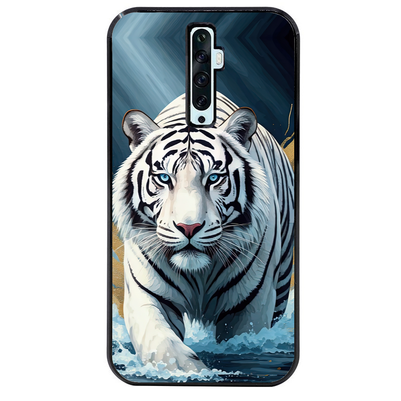 Coque noire taperso pour OPPO Reno 2 et 2Z avec motif tigre polaire protection antichoc personnalisée