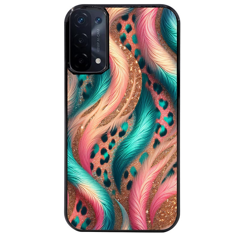 Coque noire taperso pour OPPO A54 et A74 5G avec motif effet fourrure leopard 2 protection antichoc personnalisée