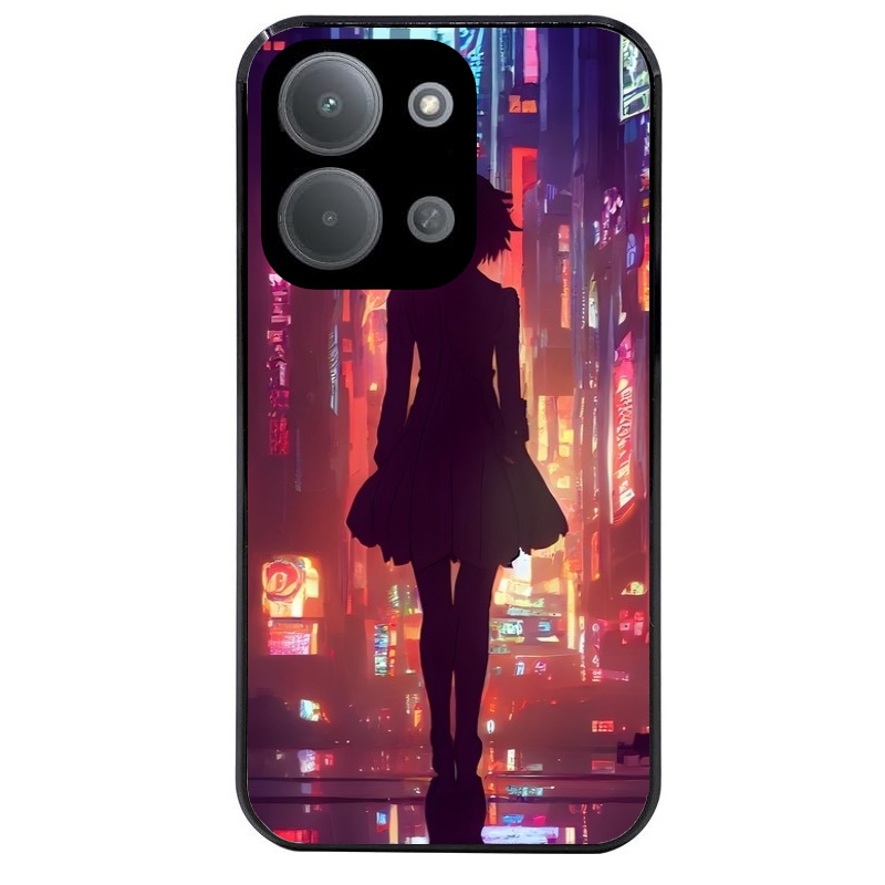 Coque noire taperso pour POCO C85 avec motif new york anime protection antichoc personnalisée