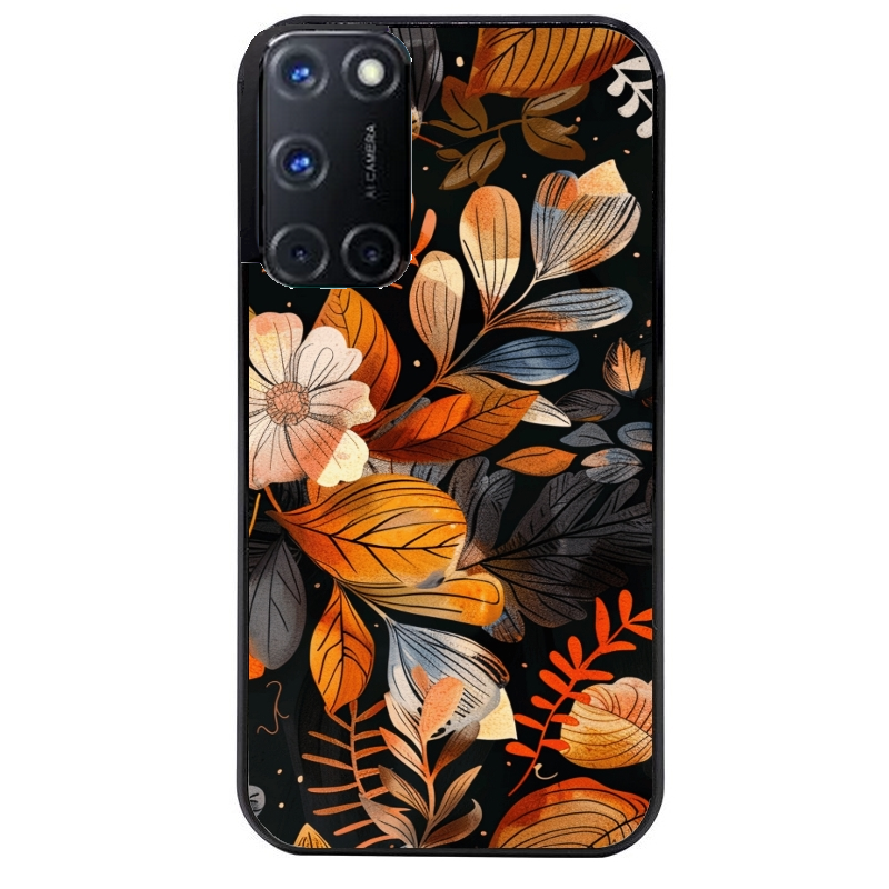 Coque noire taperso pour OPPO A72 4G avec motif fleur automne protection antichoc personnalisée