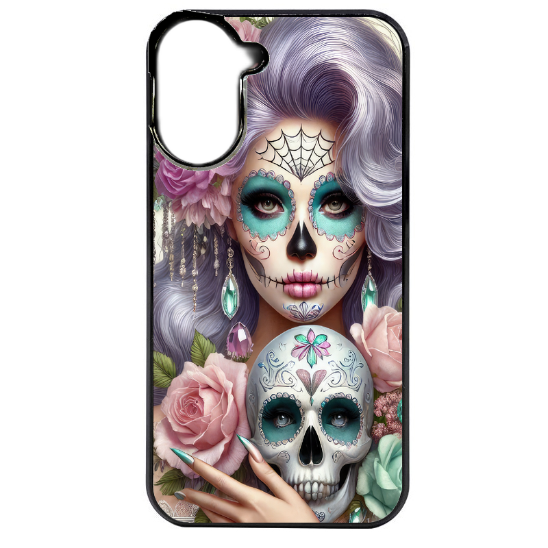 Coque noire taperso pour POCO C71 4G avec motif tete de mort calavera bijoux protection antichoc personnalisée