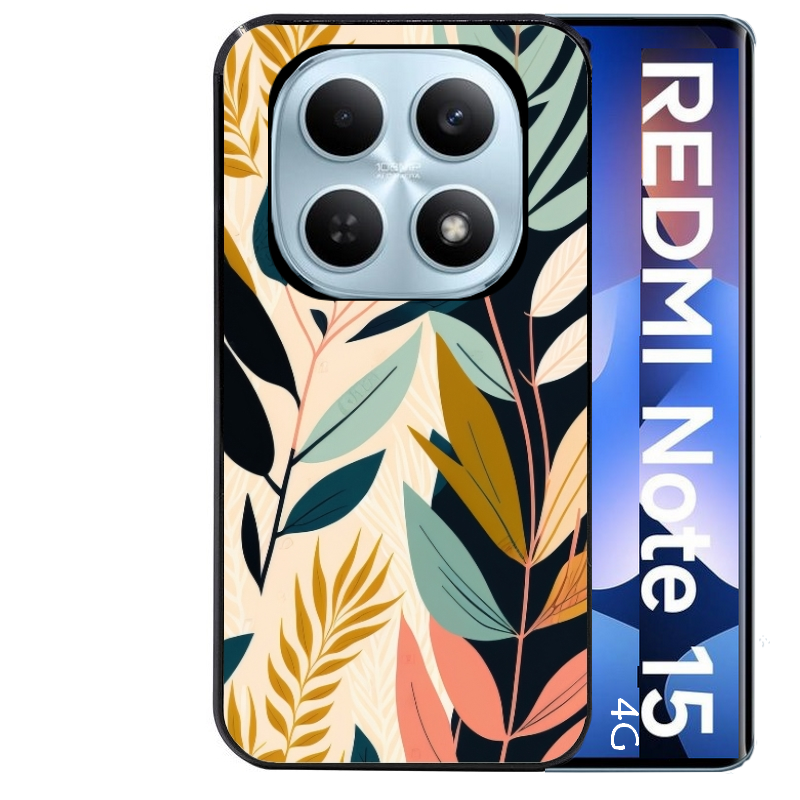Coque noire taperso pour Redmi Note 15 et PRO PLUS 4G 5G avec motif vintage et fleur protection antichoc personnalisée