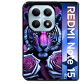Coque noire taperso pour Redmi Note 15 et PRO PLUS 4G 5G avec motif tigre uv style manga protection antichoc personnalisée