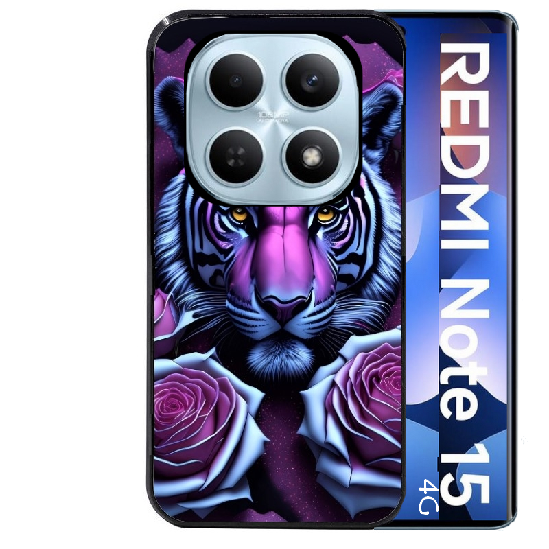 Coque noire taperso pour Redmi Note 15 et PRO PLUS 4G 5G avec motif tigre uv style manga protection antichoc personnalisée