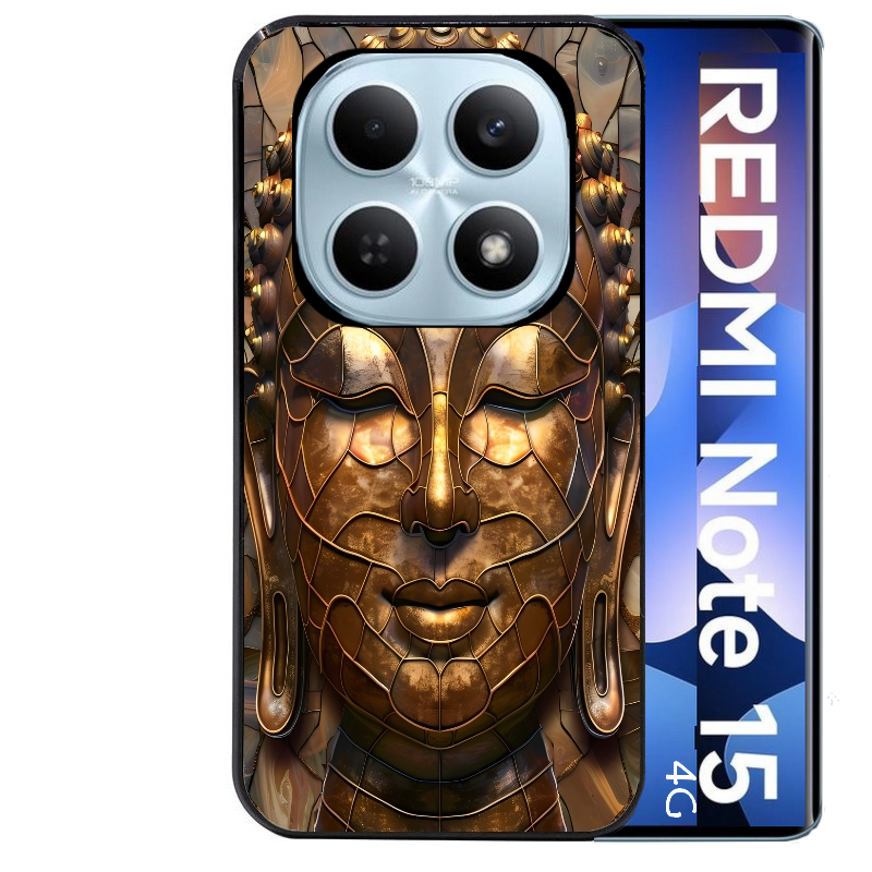 Coque noire taperso pour Redmi Note 15 et PRO PLUS 4G 5G avec motif bouddha et mosaique protection antichoc personnalisée