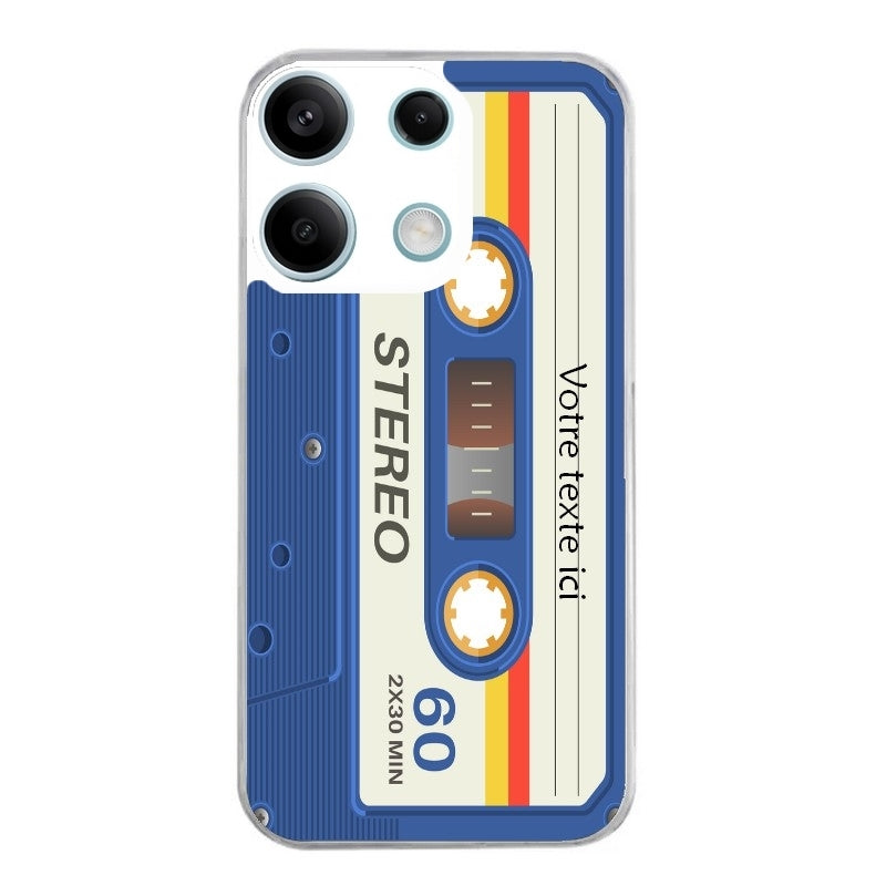 Coque taperso pour POCO X6 5G personnalisable avec motif cassette bleu protection antichoc personnalisée