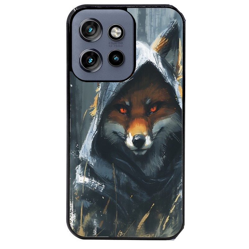 Coque noire taperso pour Moto Edge 60 et Neo Fusion Pro avec motif renard fox des bois protection antichoc personnalisée
