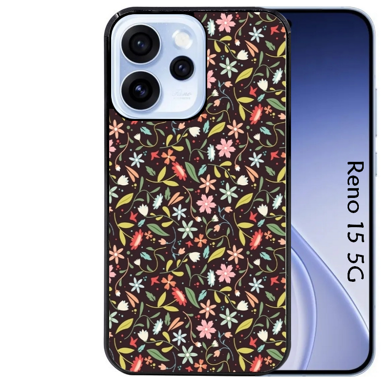 Coque noire taperso pour OPPO Reno 15 et F FS 5G avec motif petites feurs multicolores protection antichoc personnalisée