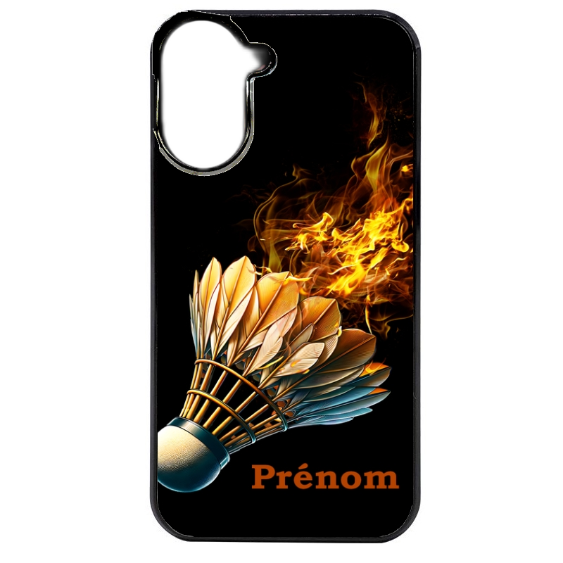 Coque noire taperso pour Redmi A5 4G avec motif badminton flamme personnalise protection antichoc personnalisée
