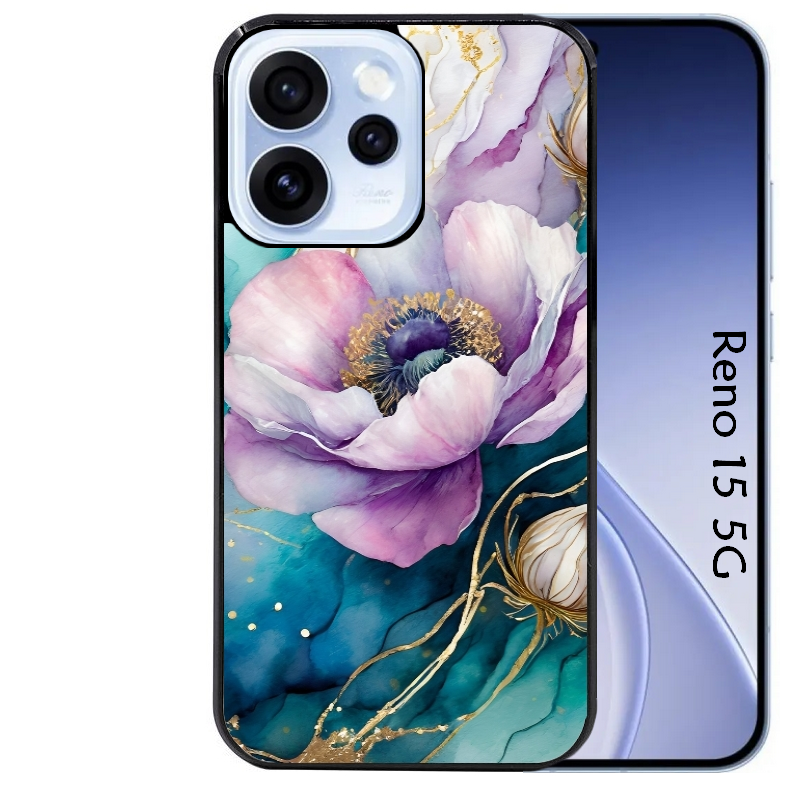 Coque noire taperso pour OPPO Reno 15 et F FS 5G avec motif marbre fleur protection antichoc personnalisée