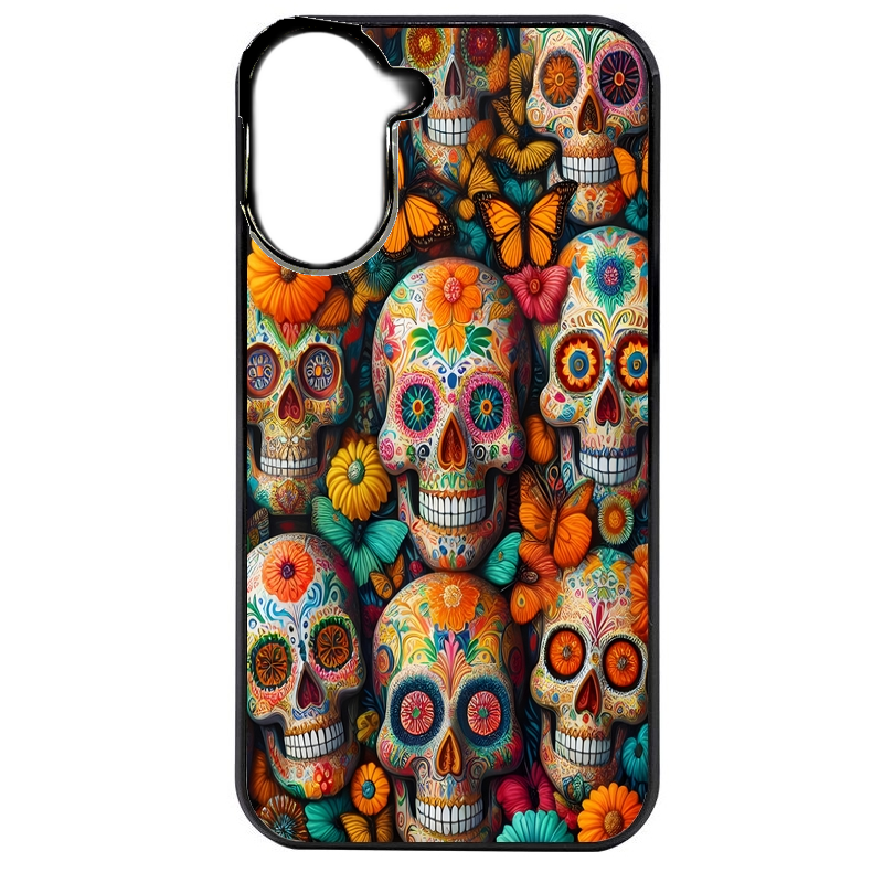 Coque noire taperso pour POCO C71 4G avec motif mort mexicaine papillon protection antichoc personnalisée