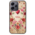 Coque noire taperso pour Redmi 12 4G et 5G avec motif coeur vintage et initiales personnalisee protection antichoc personnalisée
