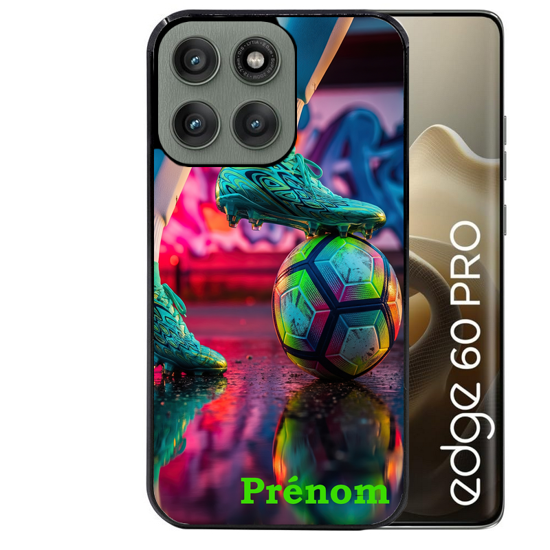 Coque noire taperso pour Moto Edge 60 et Neo Fusion Pro avec motif foot controle personnalisee protection antichoc personnalisée
