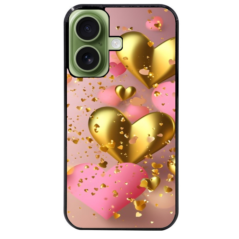 Coque noire taperso pour Iphone 17 17E AIR MAX PRO avec motif coeur rose protection antichoc personnalisée