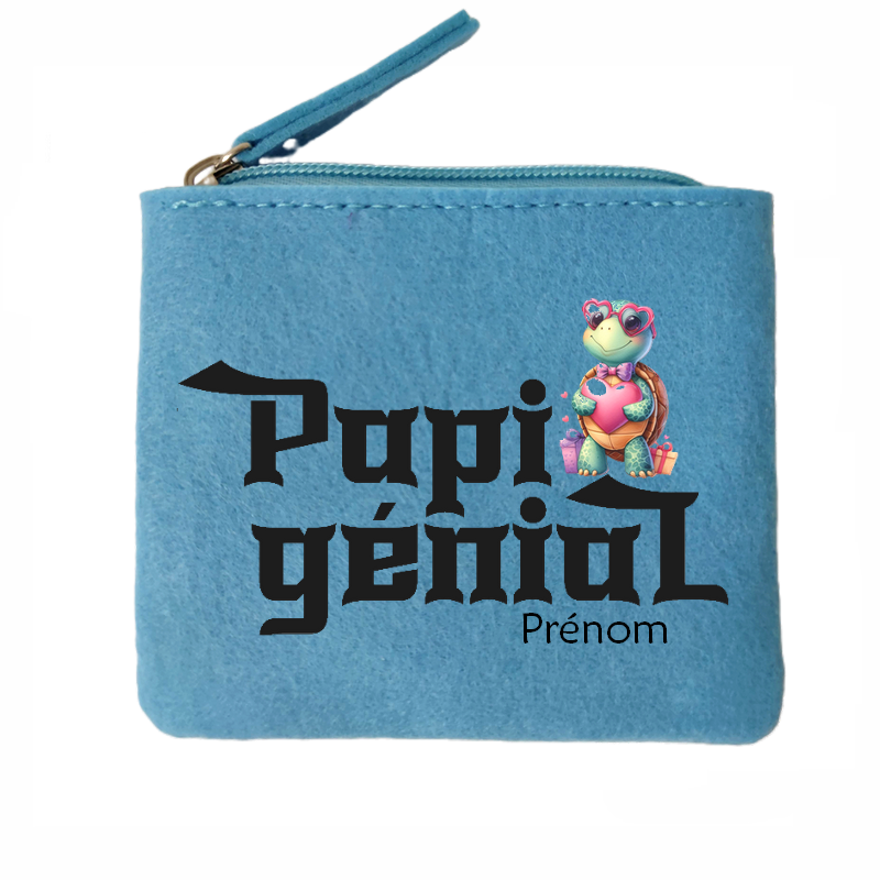 Porte monnaie personnalisé papi génial en feutrine en feutrine