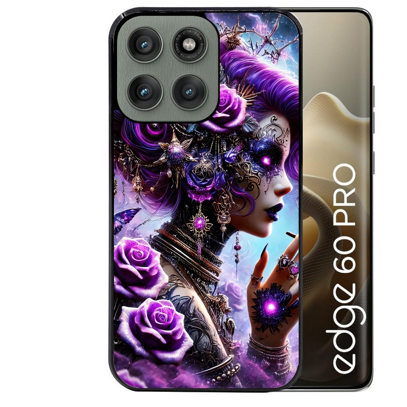 Coque noire taperso pour Moto Edge 60 et Neo Fusion Pro avec motif fee style steampunk protection antichoc personnalisée